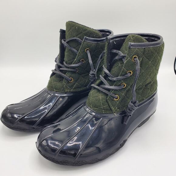 Seven7 Wool Goose Quilted Water Resistant Duck Bootie Boot Shoe Green Women's 8 - Picture 8 of 8